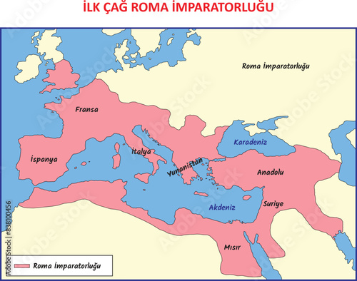 İlk çağ Roma İmparatorluğu haritası. Translate: Ancient Roman Empire map.