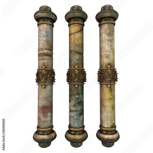 Three Ornate Mezuzahs, Isolated on a Transparent Background, Graphic Resource photo