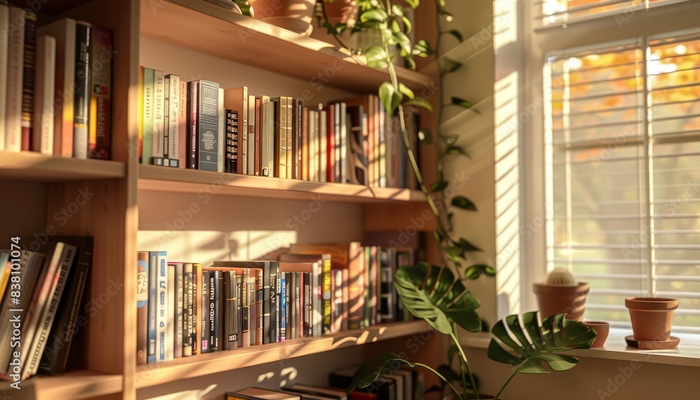 A bookshelf with a selection of books on fatherhood and parenting A bookshelf with a selection of books on fatherhood and parenting