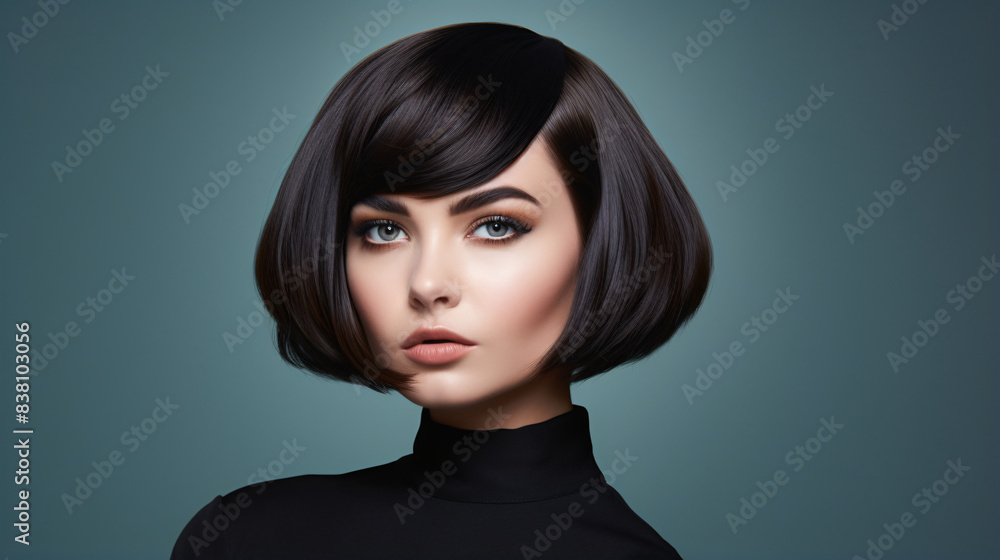 Modern short women hair cut presentation. Beauty salon social background. Modern short women hair cut presentation. Beauty salon social background.