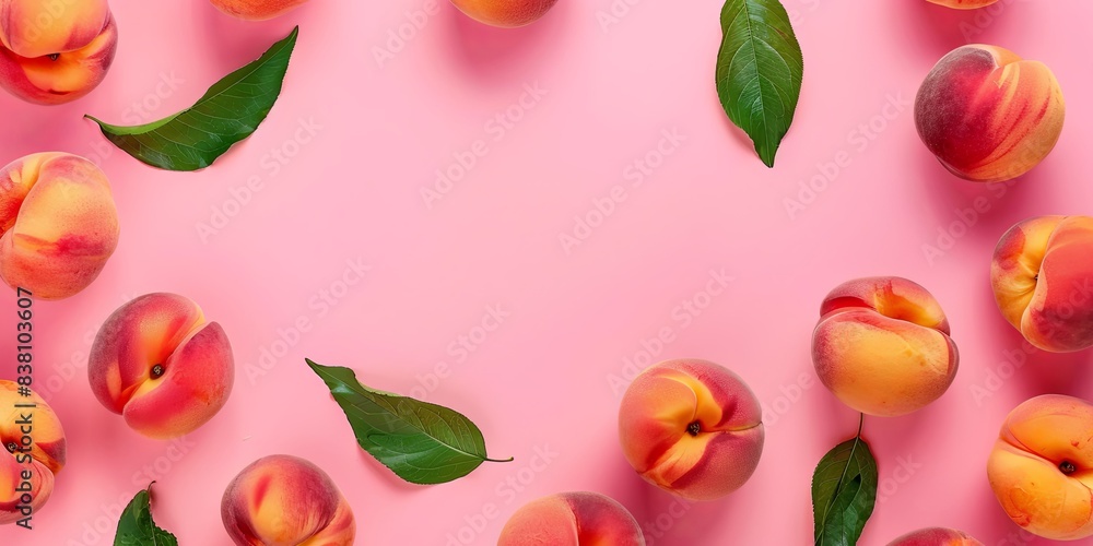 Summer Freshness with Vibrant Peaches and Leaves Summer Freshness with Vibrant Peaches and Leaves