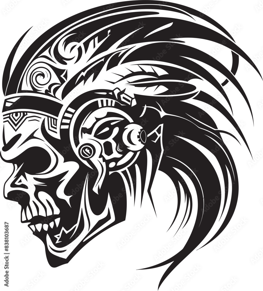 Warrior Skull Chief Minimal Vector Symbol Tribal Warrior Skull Stylish Icon Design Warrior Skull Chief Minimal Vector Symbol Tribal Warrior Skull Stylish Icon Design