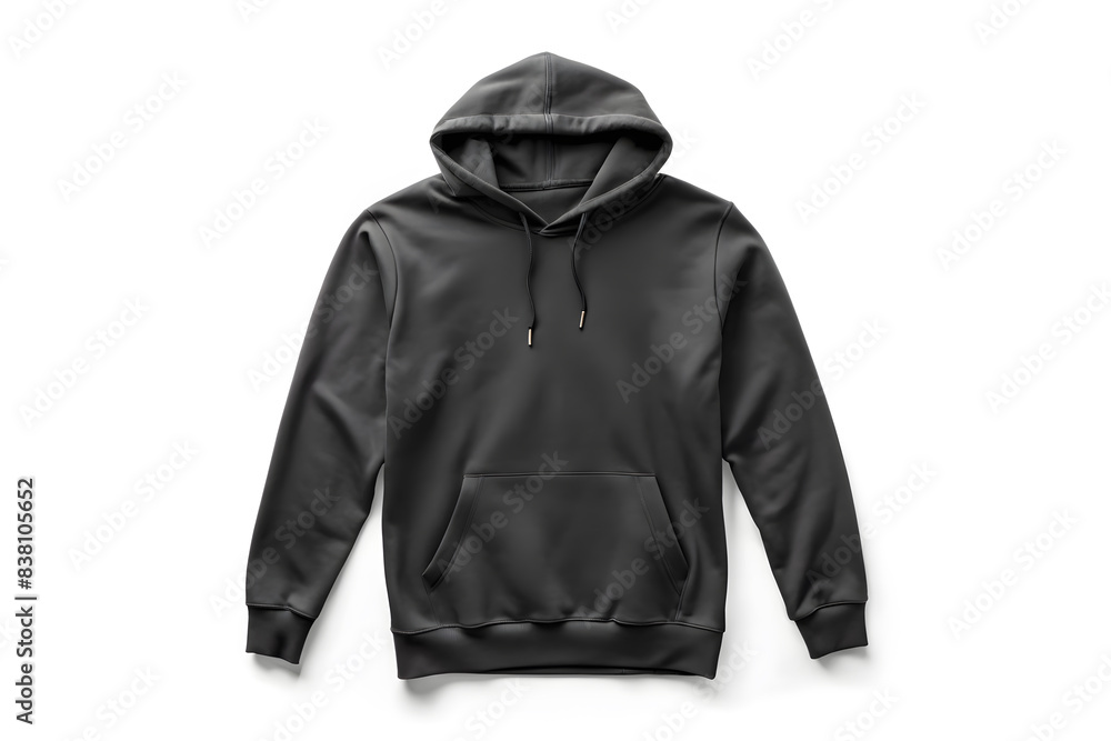 Blank flat black hoodie template. Long sleeve hoodie for design and print. Front view of sweatshirt on white background Blank flat black hoodie template. Long sleeve hoodie for design and print. Front view of sweatshirt on white background
