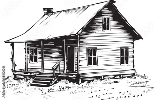 Small Village Cottage Scene Icon Illustrations Tiny Village Cartoon Houses Logo Graphics