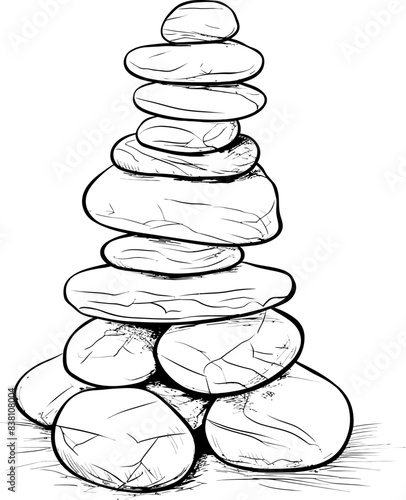 Natural Pebble Tower Icon Abstract Graphic Composition Sleek Pebble Stack Logo Geometric Iconic Innovation