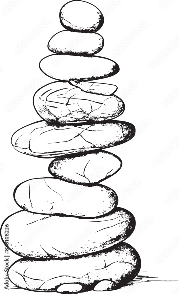 Stacked Pebble Sculpture Minimalistic Icon Art Zen Pebble Tower Artistic Logo Concept Stacked Pebble Sculpture Minimalistic Icon Art Zen Pebble Tower Artistic Logo Concept