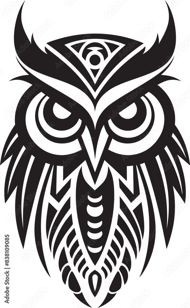 Fototapeta premium Totem Owl Pole Design Creative Icon Evolution Owl Totem Pole Art Minimal Graphic Structure