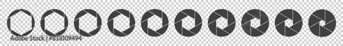 Aperture icon set. Aperture icons on white background