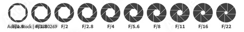 Aperture icon set. Aperture icons on white background.