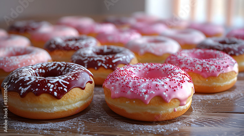 tasty donuts on table
