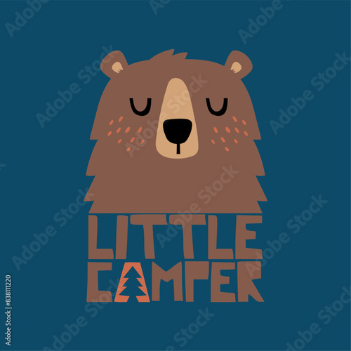 cute bear head drawing as vector for kids fashion print