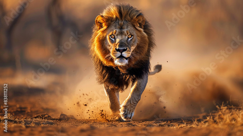 King of the Wild: Lion Racing to hunt in national parks.