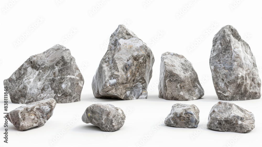 An isolated set of asteroids on a transparent background - Generative AI An isolated set of asteroids on a transparent background - Generative AI