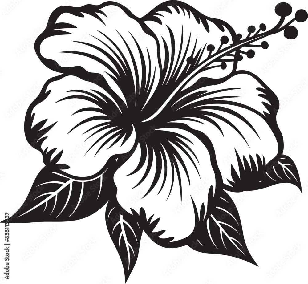 Obraz premium Botanical Hibiscus Art Artistic Floral Emblem Hibiscus Blossom Harmony Symbolic Design Element