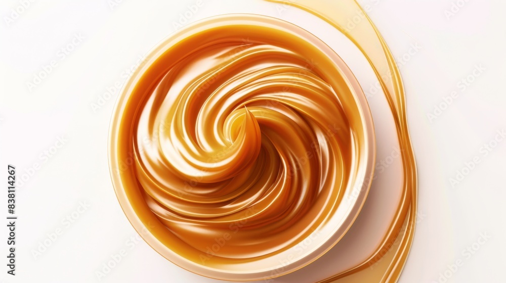 On a transparent background is an image of a caramel swirl. On a transparent background is an image of a caramel swirl.