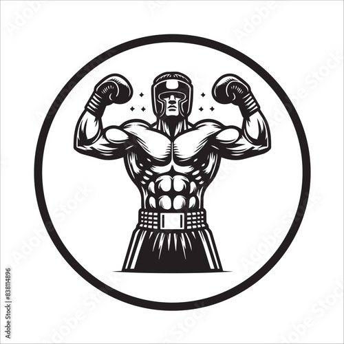 Man Boxer, vector illustration, silhouette