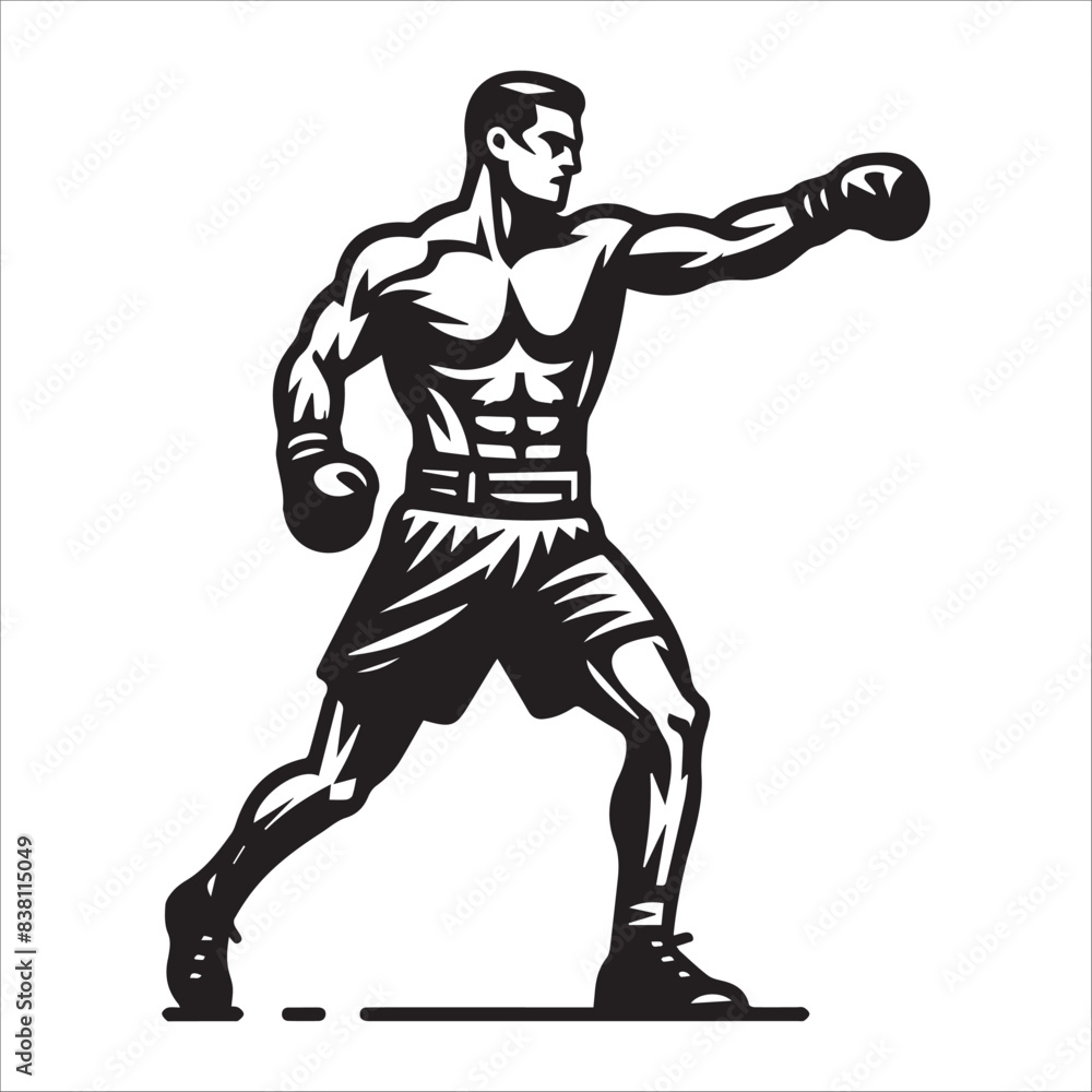Man Boxer, vector illustration, silhouette Man Boxer, vector illustration, silhouette