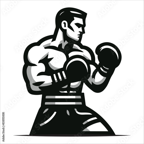 Man Boxer, vector illustration, silhouette