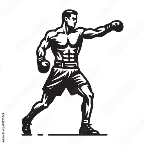 Man Boxer, vector illustration, silhouette
