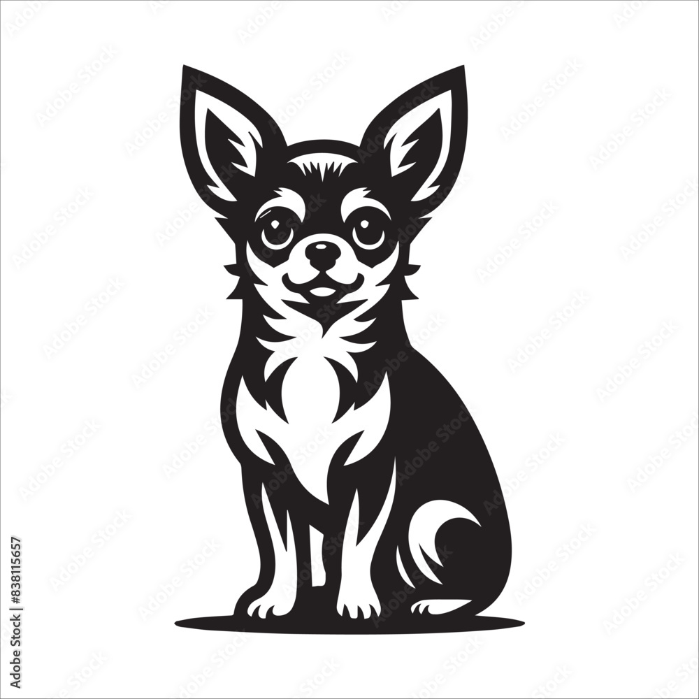 Chihuahua dog, vector illustration, silhouette Chihuahua dog, vector illustration, silhouette