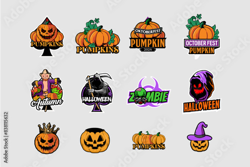 halloween and autumn celebrations cartoon character vector template