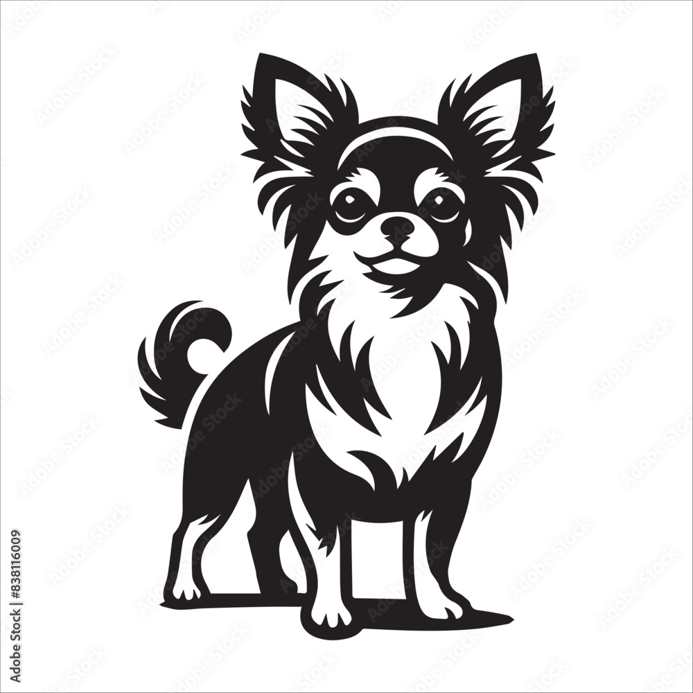Chihuahua dog, vector illustration, silhouette Chihuahua dog, vector illustration, silhouette