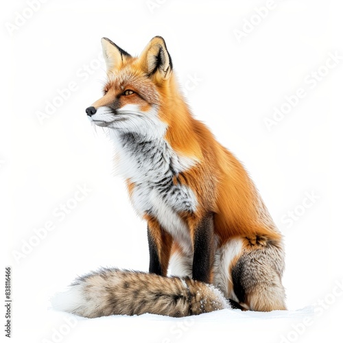 Wallpaper Mural Beautiful red fox with stunning fur sitting gracefully against a white background. Wildlife in its natural beauty captured perfectly. Torontodigital.ca