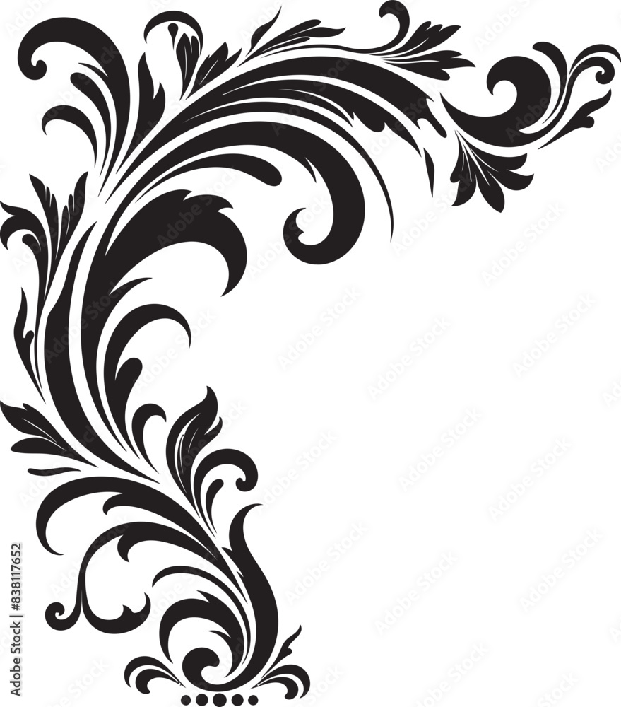 Antique Floral Corner Illustration Retro Charm Victorian Era Floral Corner Nostalgic Icon Antique Floral Corner Illustration Retro Charm Victorian Era Floral Corner Nostalgic Icon