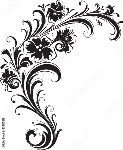 Victorian Corner Ornament Nostalgic Iconography Vintage Floral Corner Elegance in Design