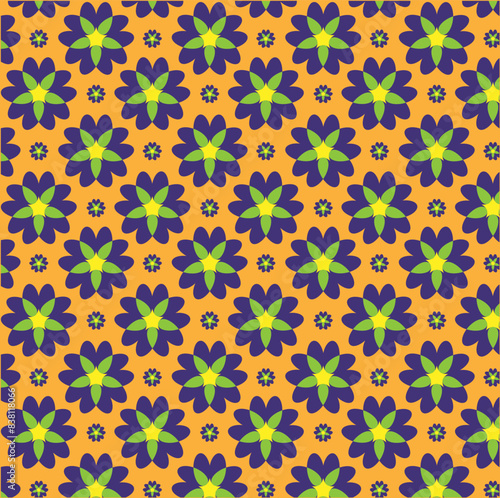 Art & Illustration cheerful floral geometric pattern.