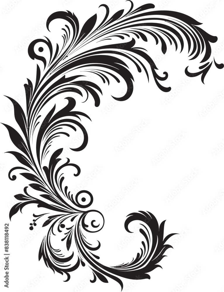 Fototapeta premium Antique Floral Corner Symbol Intricacy in Heritage Vintage Botanical Detail Artistry Honoring Tradition
