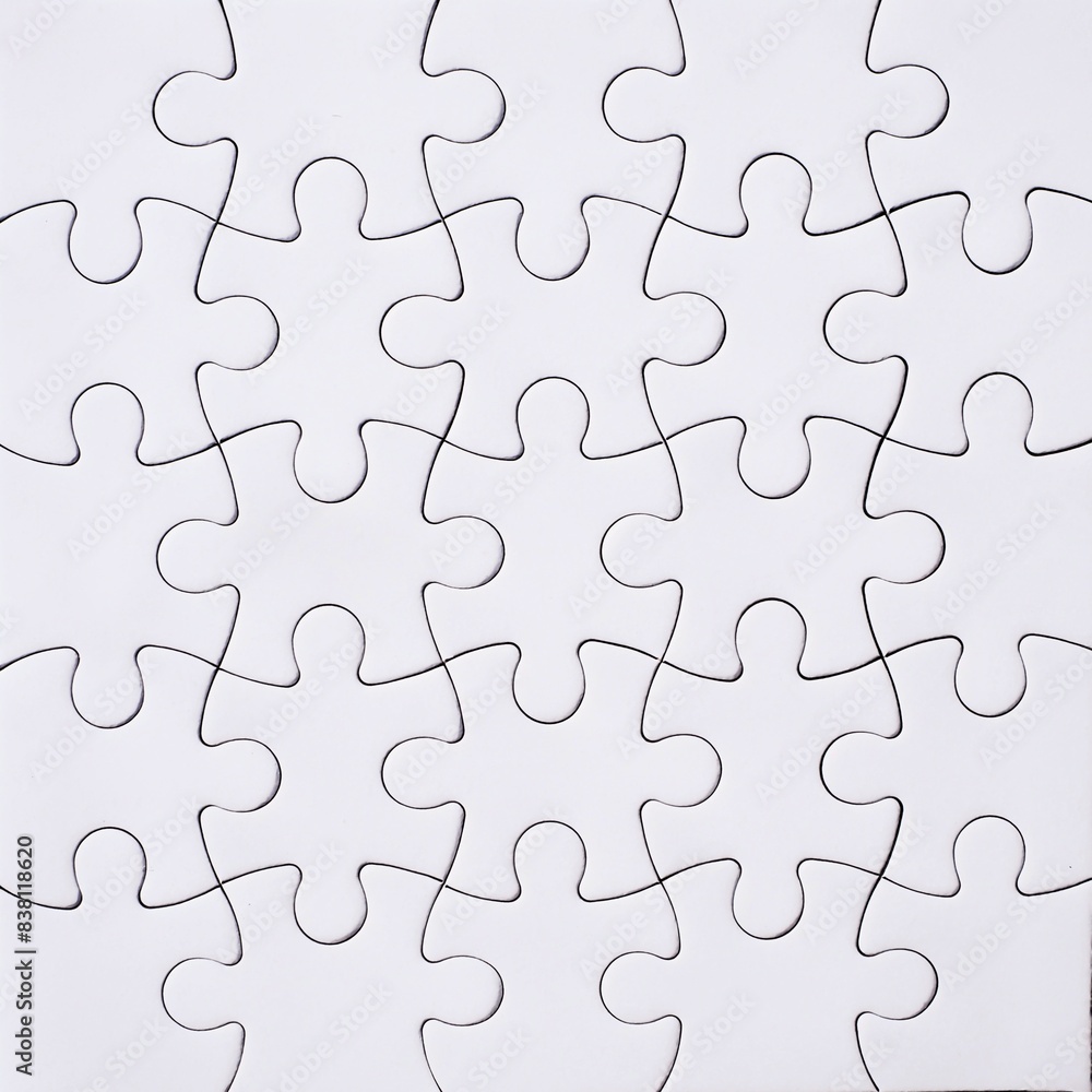 Abstract background with the pieces of a complete white jigsaw puzzle Abstract background with the pieces of a complete white jigsaw puzzle