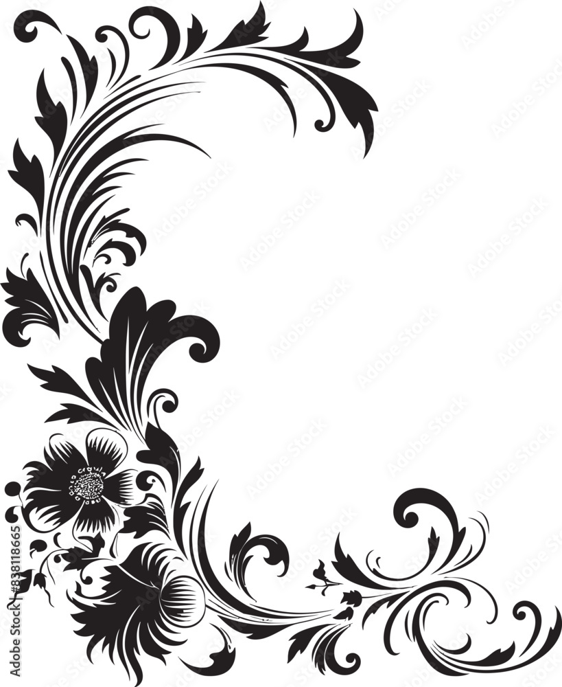 Floral Corner Emblem Timeless Symbol of Artistic Craft Ornate Victorian Corner Pattern Reflecting Classic Artistry Floral Corner Emblem Timeless Symbol of Artistic Craft Ornate Victorian Corner Pattern Reflecting Classic Artistry