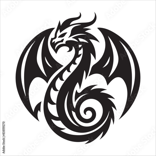 Dragon, vector illustration, silhouette