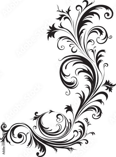 Floral Corner Emblem Classic Artistic Detail Ornate Victorian Corner Pattern Nostalgic Graphic