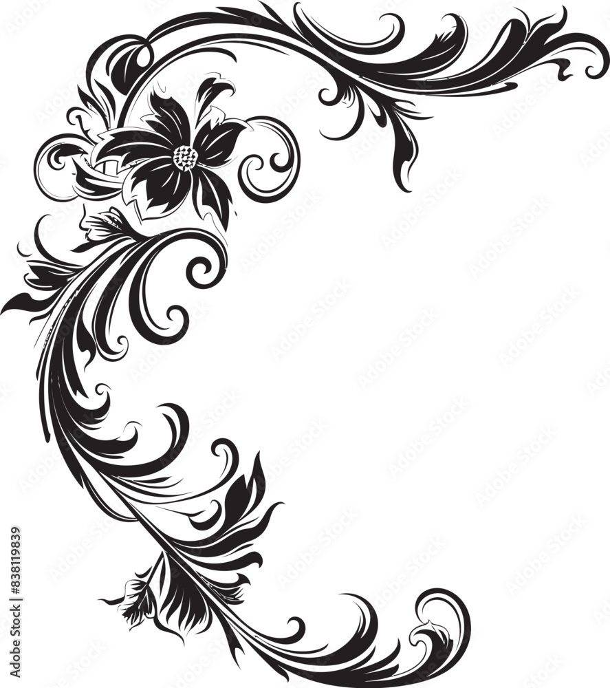 Fototapeta premium Classic Vintage Floral Corner Crafting Beauty of Eras Past Antique Style Corner Illustration Vintage Elegance in Design