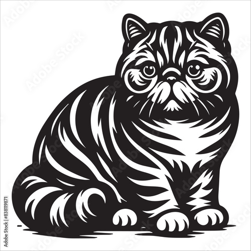 Exotic Shorthair Cat, vector illustration, silhouette