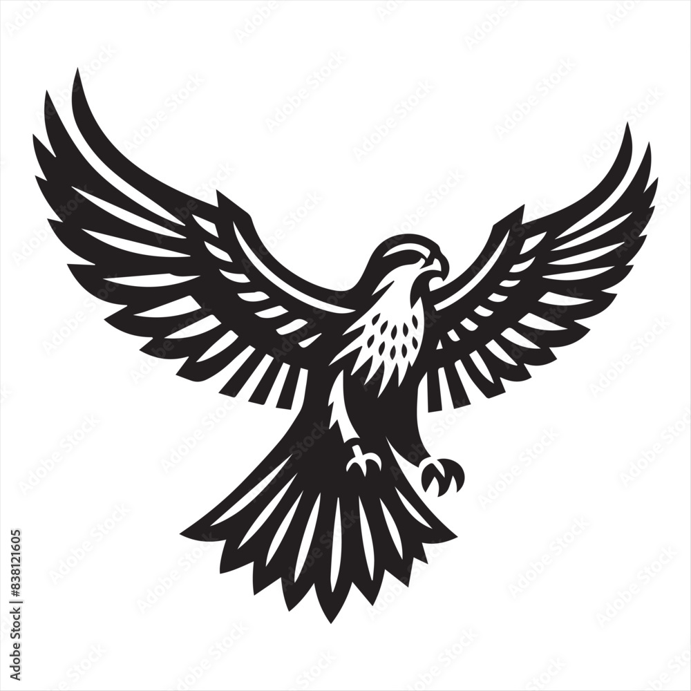 Fototapeta premium Flying falcon vector silhouette