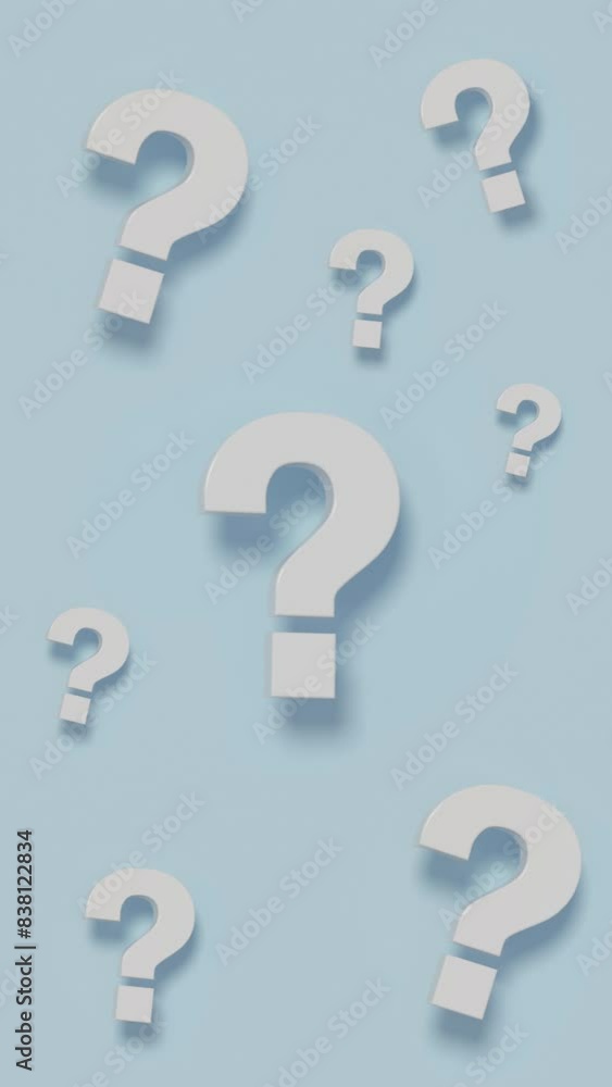 Animated Multiple White Question Marks on Light Blue Background Animated Multiple White Question Marks on Light Blue Background