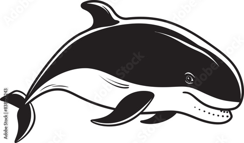 Geometric Whale Symbol Artistic Interpretation of the Ocean Dynamic Whale Badge Energetic Marine Design