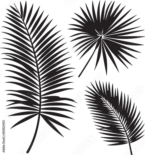 set of black silhouettes of leaves