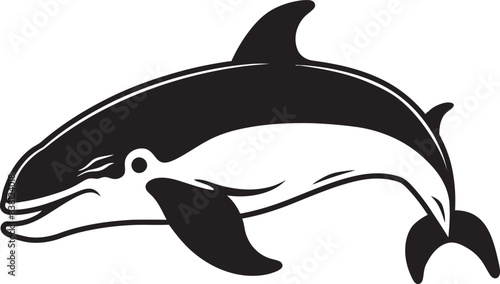 Dynamic Whale Emblem Movement in Aquatic Art Modern Whale Icon Contemporary Approach to Marine Life