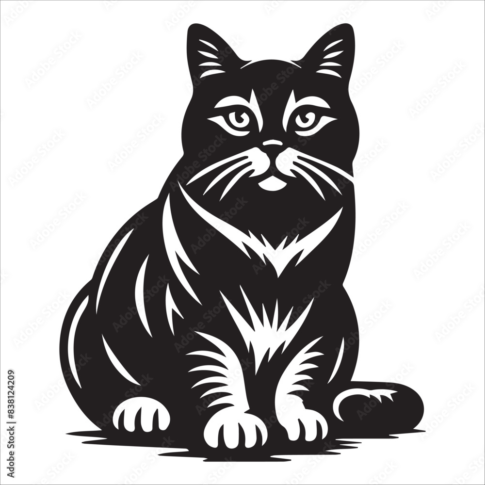 Manx cat, vector illustration, silhouette Manx cat, vector illustration, silhouette