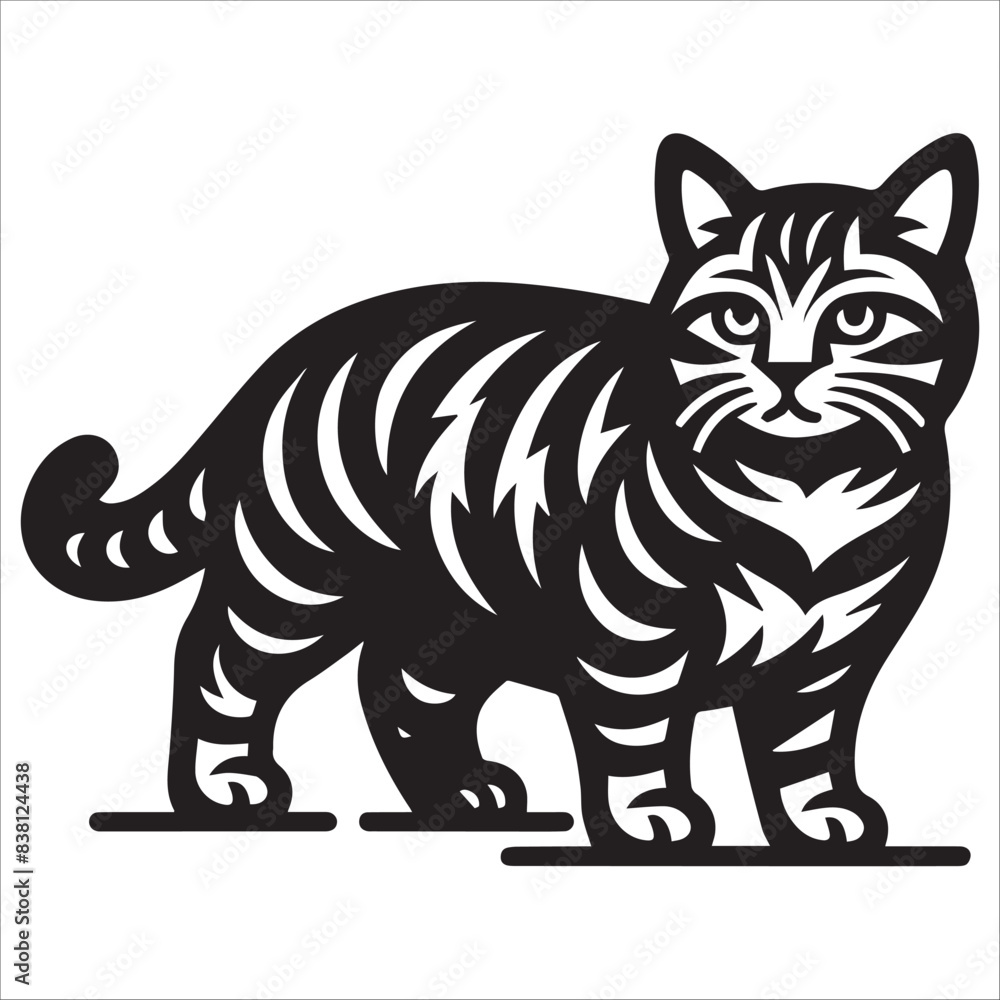 Manx cat, vector illustration, silhouette Manx cat, vector illustration, silhouette