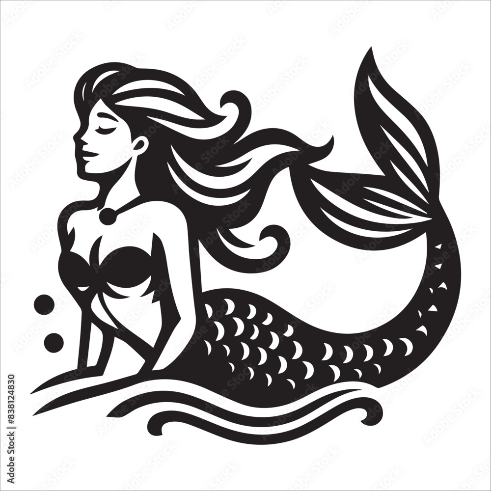 Mermaid, vector illustration, silhouette Mermaid, vector illustration, silhouette