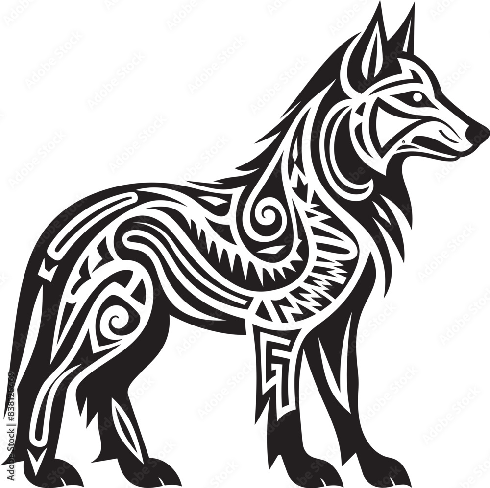 Tribal Wolf Icon Cultural Depth in Design Primitive Wolf Badge Minimalistic Wildlife Art Tribal Wolf Icon Cultural Depth in Design Primitive Wolf Badge Minimalistic Wildlife Art