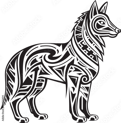 Wallpaper Mural Tribal Wolf Badge Traditional Symbolic Artistry Minimalist Wolf Symbol Contemporary Wildlife Representation Torontodigital.ca