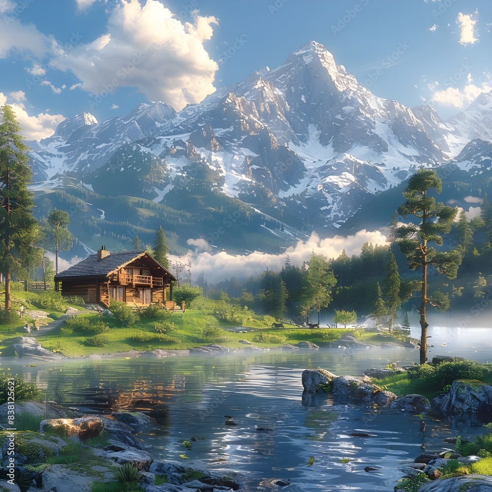 Fototapeta premium landscape with lake