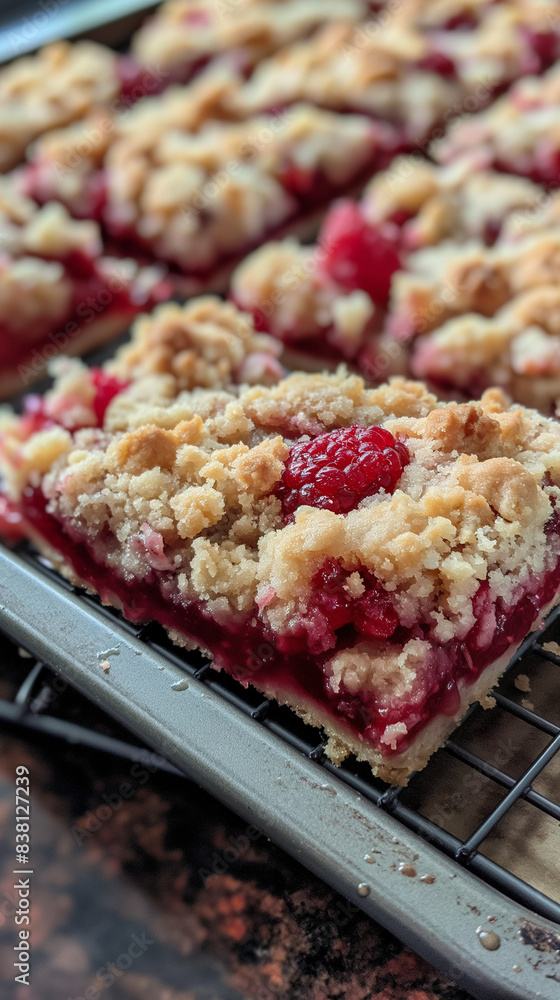 Homemade raspberry crumble bars. The images should be realistic and make the dessert look delicious. They should be taken in the style of amateur food photography Homemade raspberry crumble bars. The images should be realistic and make the dessert look delicious. They should be taken in the style of amateur food photography