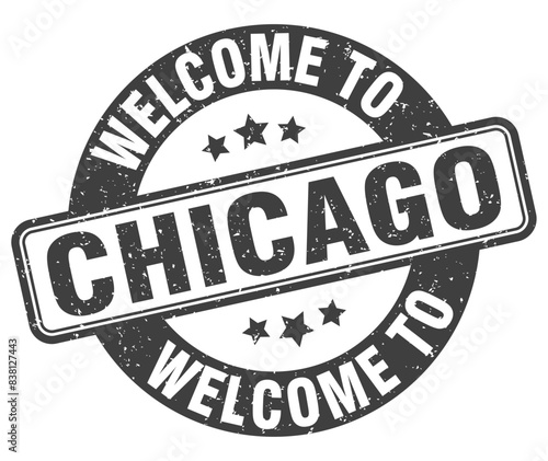 Welcome to Chicago stamp. Chicago round sign